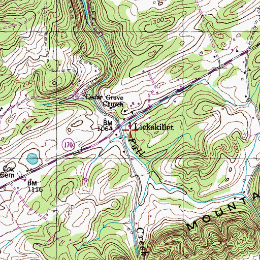 Topographic Map of Cedar Grove School, TN