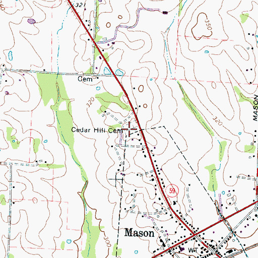 Topographic Map of Cedar Hill Cemetery, TN