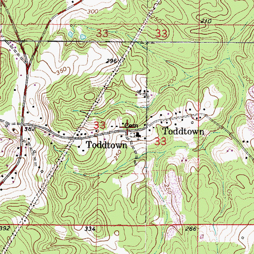 Topographic Map of Toddtown, AL