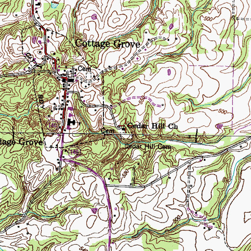 Topographic Map of Cedar Hill Church, TN