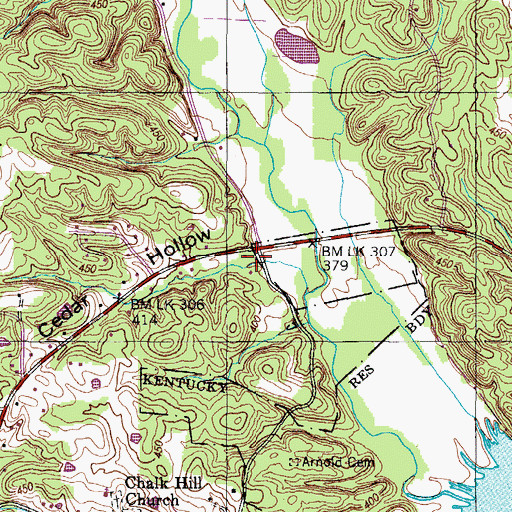 Topographic Map of Cedar Hollow, TN