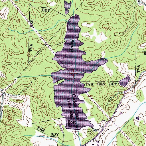 Topographic Map of Cedar Lake, TN
