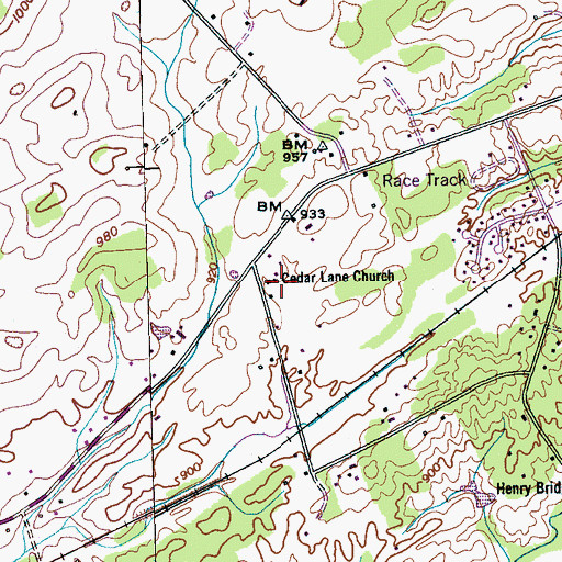 Topographic Map of Cedar Lane Church, TN