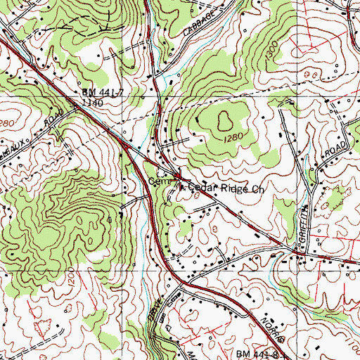Topographic Map of Cedar Ridge Church, TN