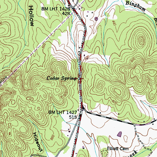 Topographic Map of Cedar Spring, TN