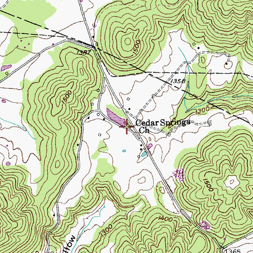 Topographic Map of Cedar Springs Church, TN