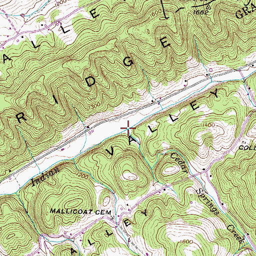 Topographic Map of Cedar Springs Creek, TN