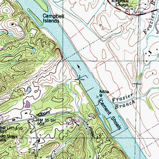 Topographic Map of Cement Mill Creek, TN