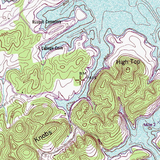 Topographic Map of Cemetery Union Church, TN