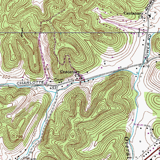 Topographic Map of Centenary Church, TN