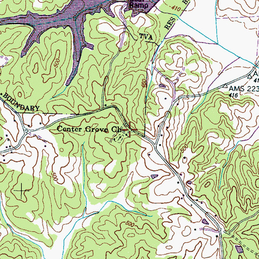 Topographic Map of Center Grove Church, TN