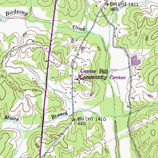 Topographic Map of Center Hill School, TN
