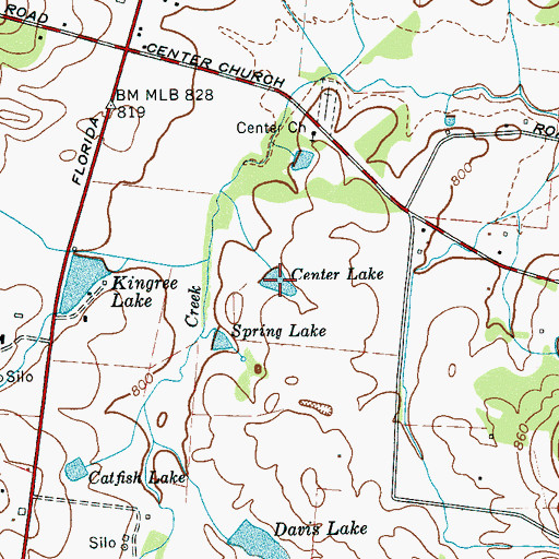 Topographic Map of Center Lake, TN