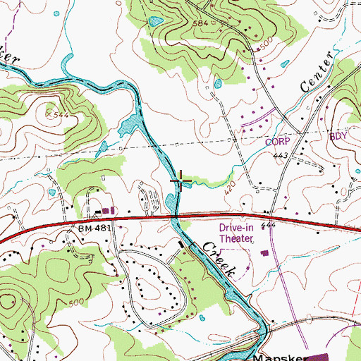 Topographic Map of Center Point Branch, TN