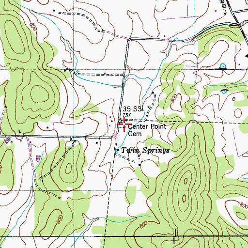 Topographic Map of Center Point Cemetery, TN