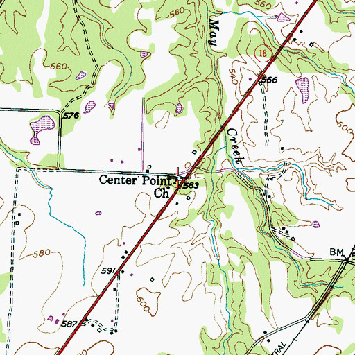 Topographic Map of Center Point Church, TN