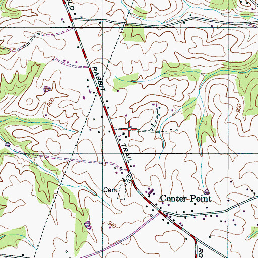 Topographic Map of Center Point School, TN