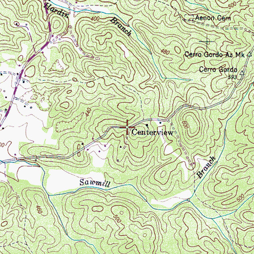 Topographic Map of Centerview, TN