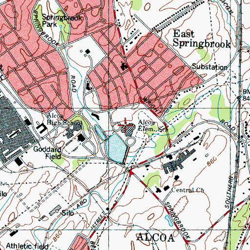 Topographic Map of Central Park, TN