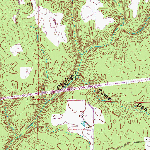 Topographic Map of Toms Den Branch, AL