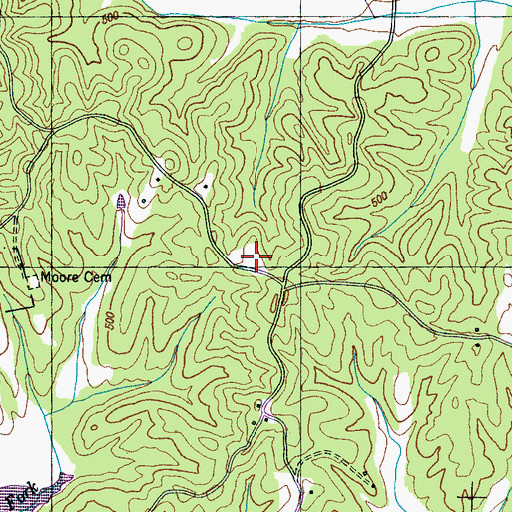 Topographic Map of Central School, TN