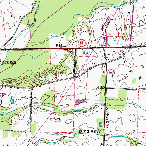 Topographic Map of Central School, TN