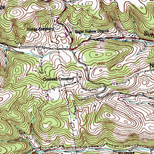 Topographic Map of Chadwell Cemetery, TN