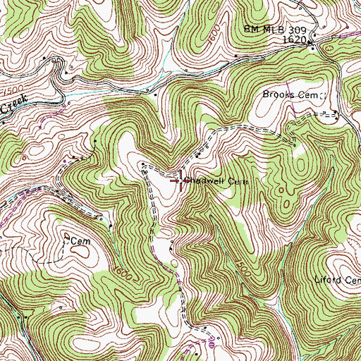 Topographic Map of Chadwell Cemetery, TN