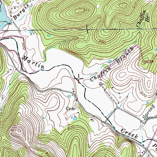 Topographic Map of Chaffin Branch, TN