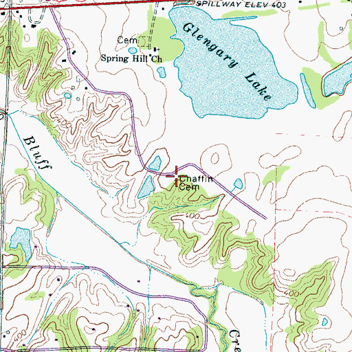 Topographic Map of Chaffin Cemetery, TN