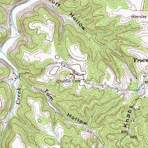 Topographic Map of Chaffin Cemetery, TN