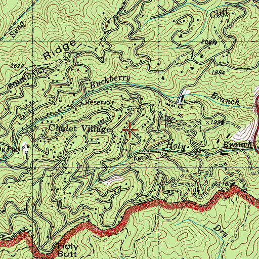 Topographic Map of Chalet Village, TN