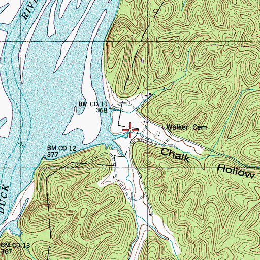 Topographic Map of Chalk Hollow, TN