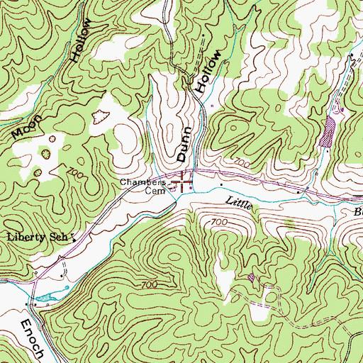 Topographic Map of Chambers Cemetery, TN