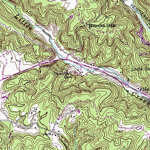 Topographic Map of Chambers Cemetery, TN
