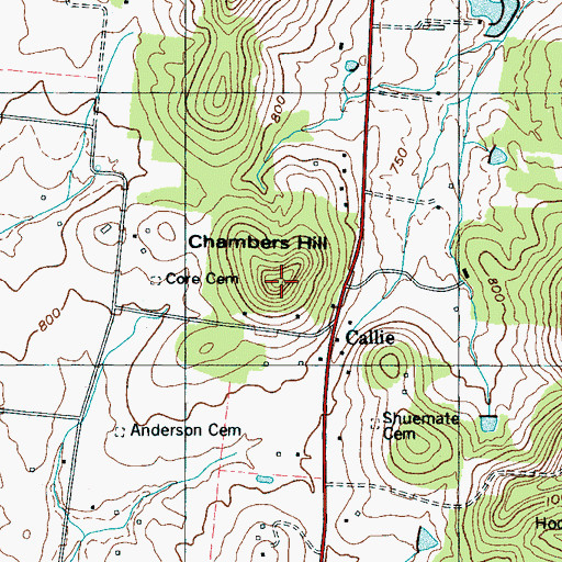 Topographic Map of Chambers Hill, TN