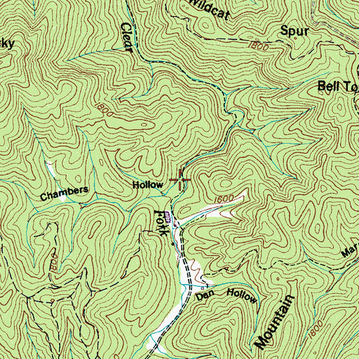 Topographic Map of Chambers Hollow, TN
