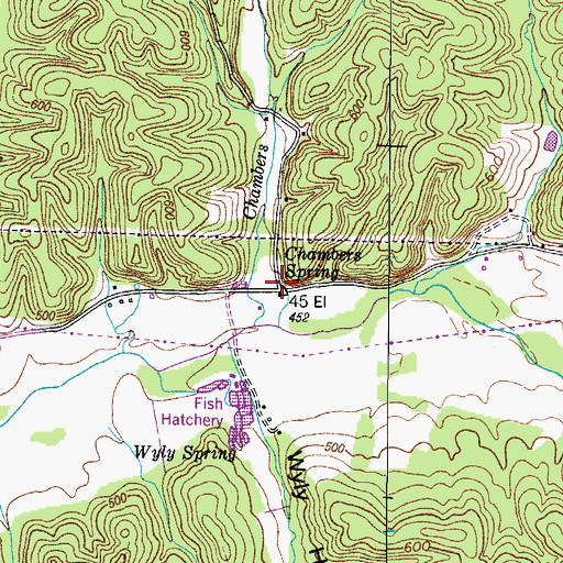 Topographic Map of Chambers Spring, TN