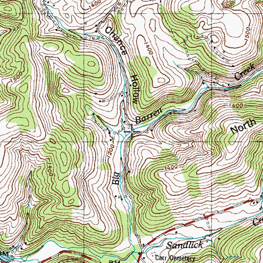 Topographic Map of Chance Hollow, TN