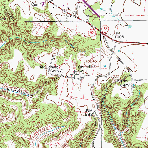 Topographic Map of Chandler -Johnson Cemetery, TN