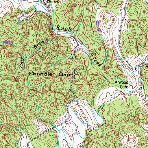 Topographic Map of Chandler Gap, TN