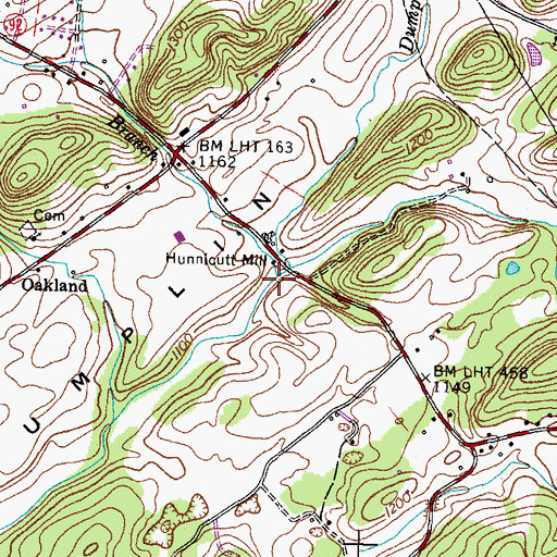 Topographic Map of Chaney Branch, TN