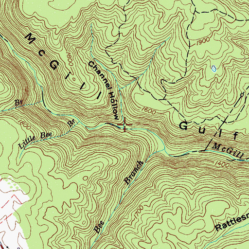 Topographic Map of Channel Hollow, TN
