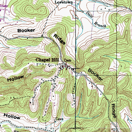 Topographic Map of Chapel Hill, TN