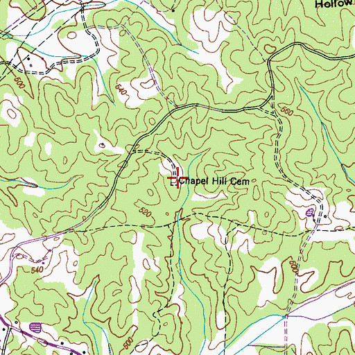 Topographic Map of Chapel Hill Cemetery, TN