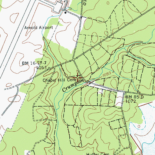 Topographic Map of Chapel Hill Cemetery, TN