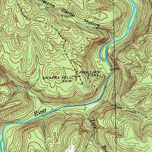 Topographic Map of Chapel Hill Cemetery, TN