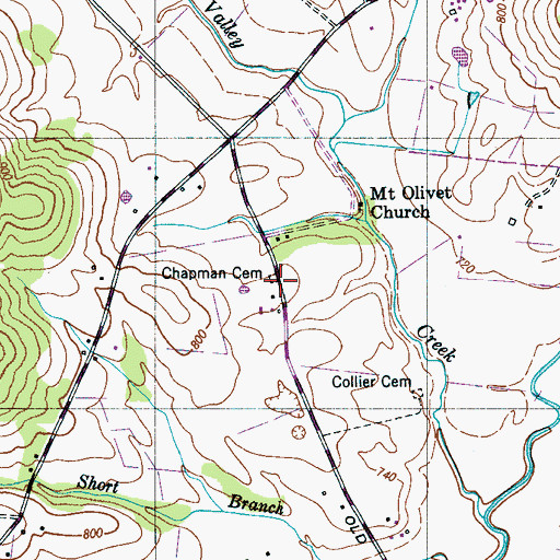 Topographic Map of Chapman Cemetery, TN