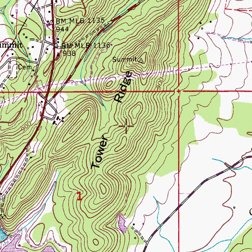 Topographic Map of Tower Ridge, AL