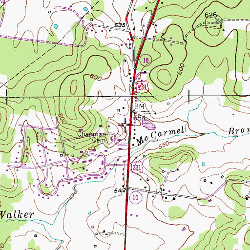 Topographic Map of Chapman Cemetery, TN